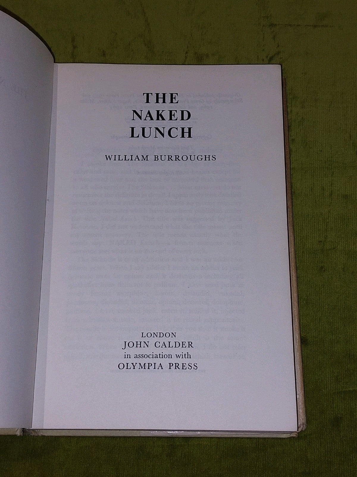 WILLIAM BURROUGHS The Naked Lunch UK 1st Edition, fifth impression 1966 DJ4