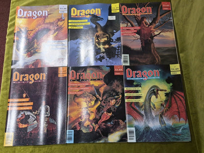 Lot Of 6 Dragon Magazines: issues 161, 162, 173, 165, 169, 1700