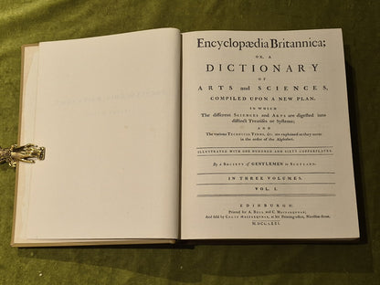 Encyclopedia Brittanica 1st Ed Facsimile in 3 Vols Leatherbound in Mahogany Case12