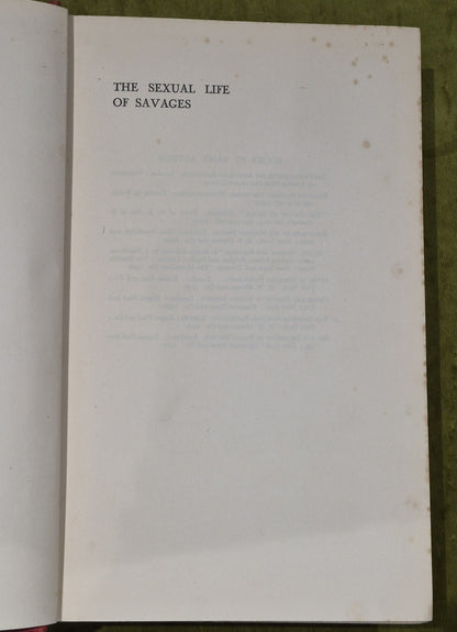 The Sexual Life of Savages; Bronislaw Malinowski; 3rd Edition 19325