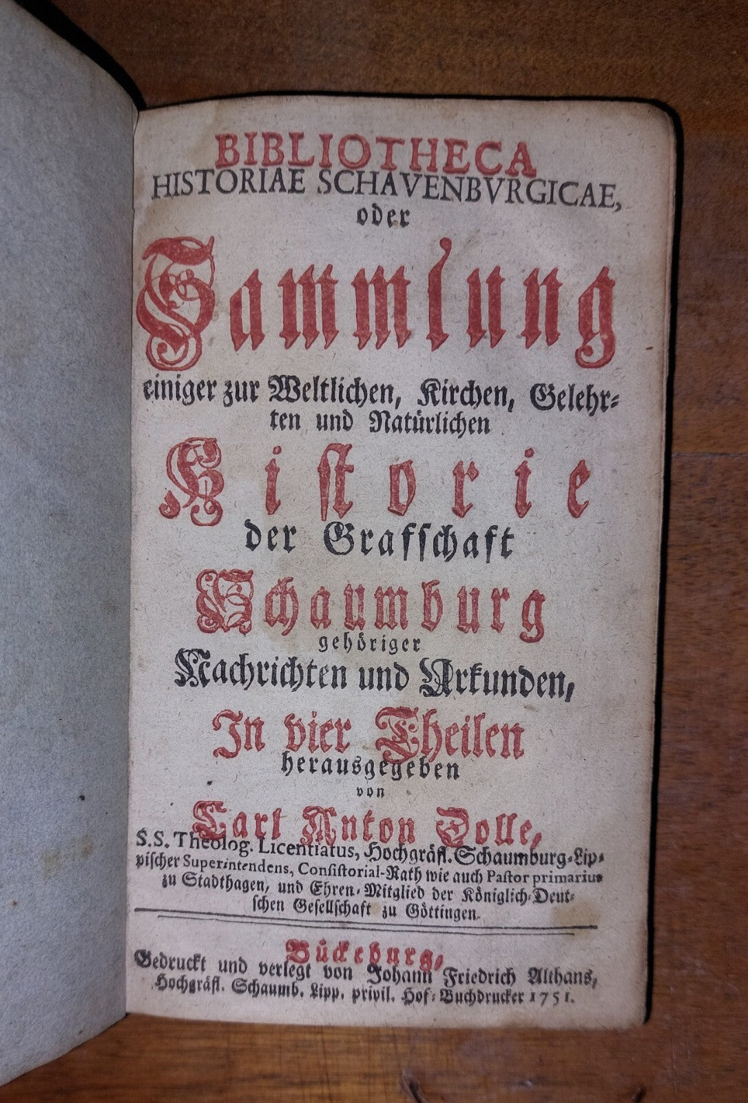 Sammlung  Historie  Schaumburg 1751 German Book, Collection Of 4 In 1 Binding 0