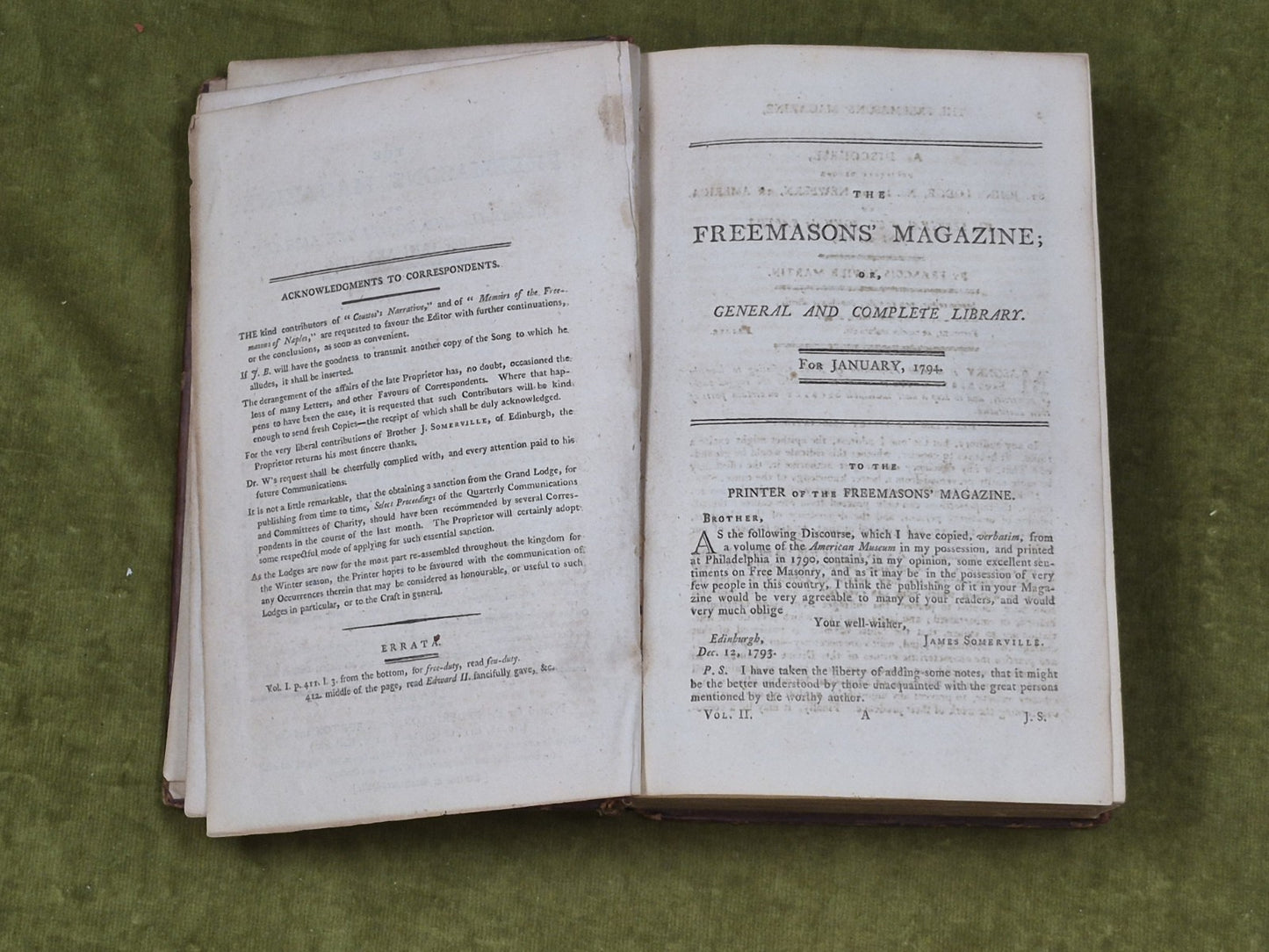 The Freemasons Magazine 1794 Jan Vol II - T. Burton5