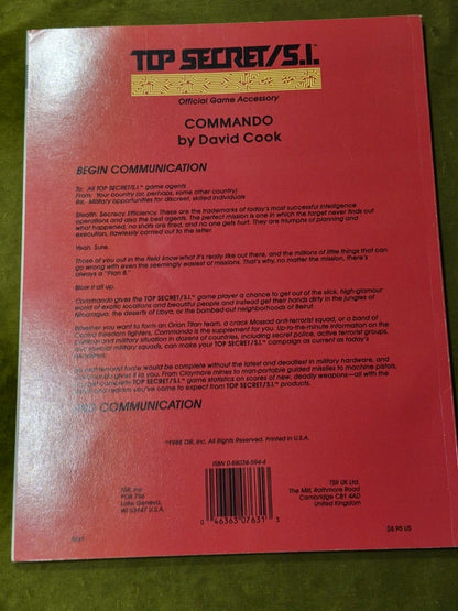 Top Secret/S.I. Commando adventure module by David Cook TSR RPG 76311