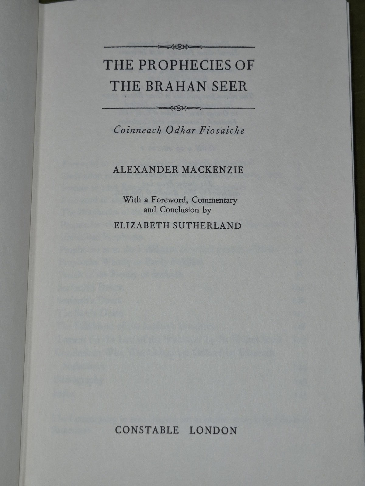 Alexander Mackenzie The Prophecies Of The Brahan Seer Book  1977 Constable5