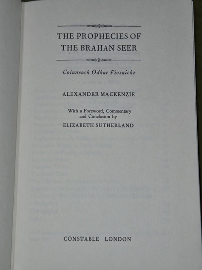 Alexander Mackenzie The Prophecies Of The Brahan Seer Book  1977 Constable5