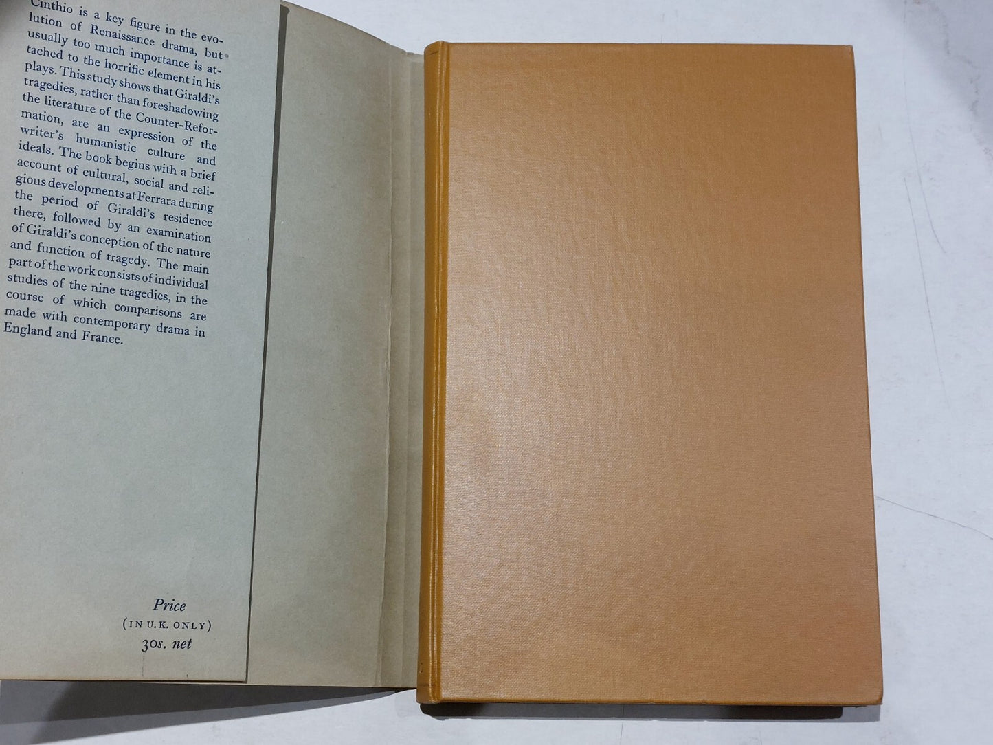 The Tragedies Of Giambattista Cinthio Giraldi By P. R. Horne (1962) Hb Book3