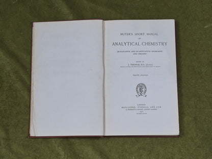 A Short Manual of Analytical Chemistry by John Muter. Hardback 4
