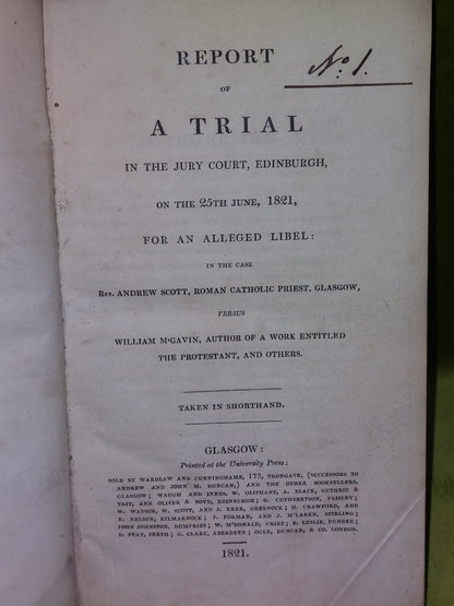 1821 SCOTLAND Report of a Trail in the Jury Court, Edinburgh Alleged Libel5
