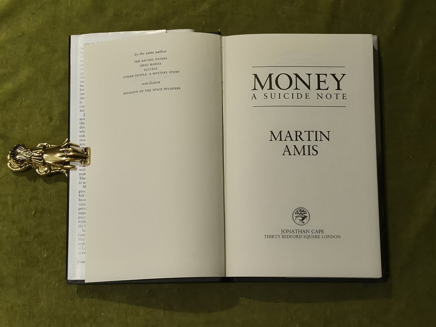 Money a Suicide Note - Martin Amis , Jonathan Cape 1984 1st HB DJ5