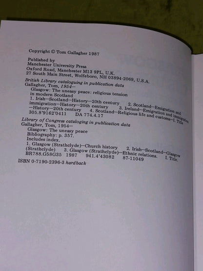 Glasgow  The Uneasy Peace : Religious Tension in Modern Scotland, Tom Gallagher4