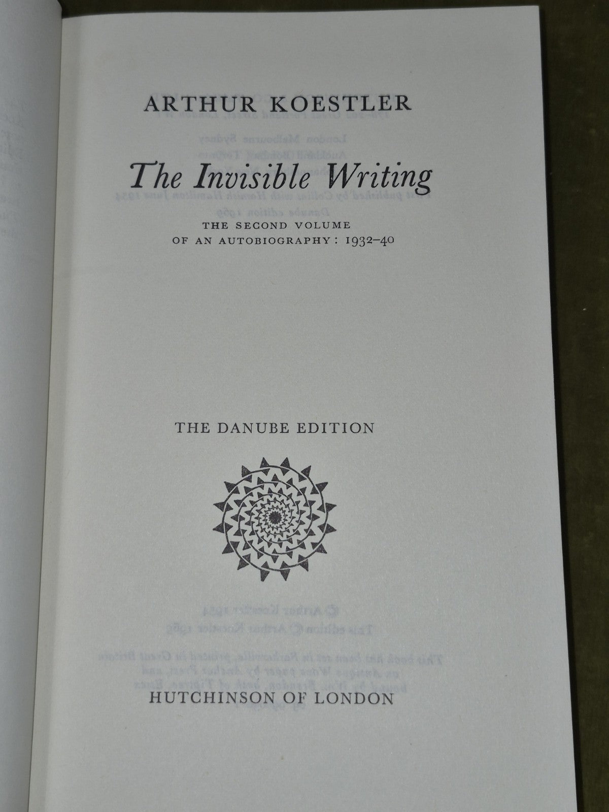 The Invisible Writing Arthur Koestler Danube Edition Second Volume Hardback4