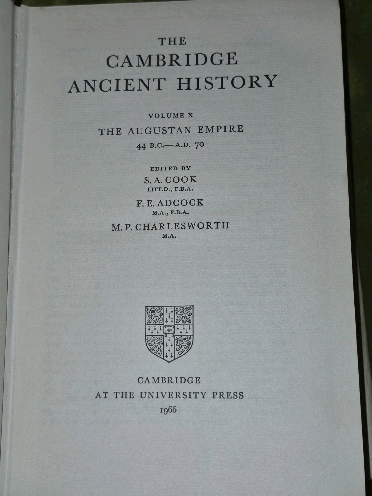 The Cambridge Ancient History (1966) Volumes X XI, 10 and 115