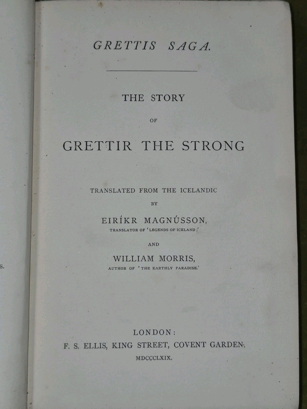 William Morris Eirikr Magnusson First Edition 18694