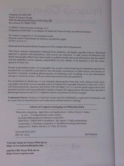 Petascale Computing : Algorithms and Application - David Bader (2008) Hb Book5
