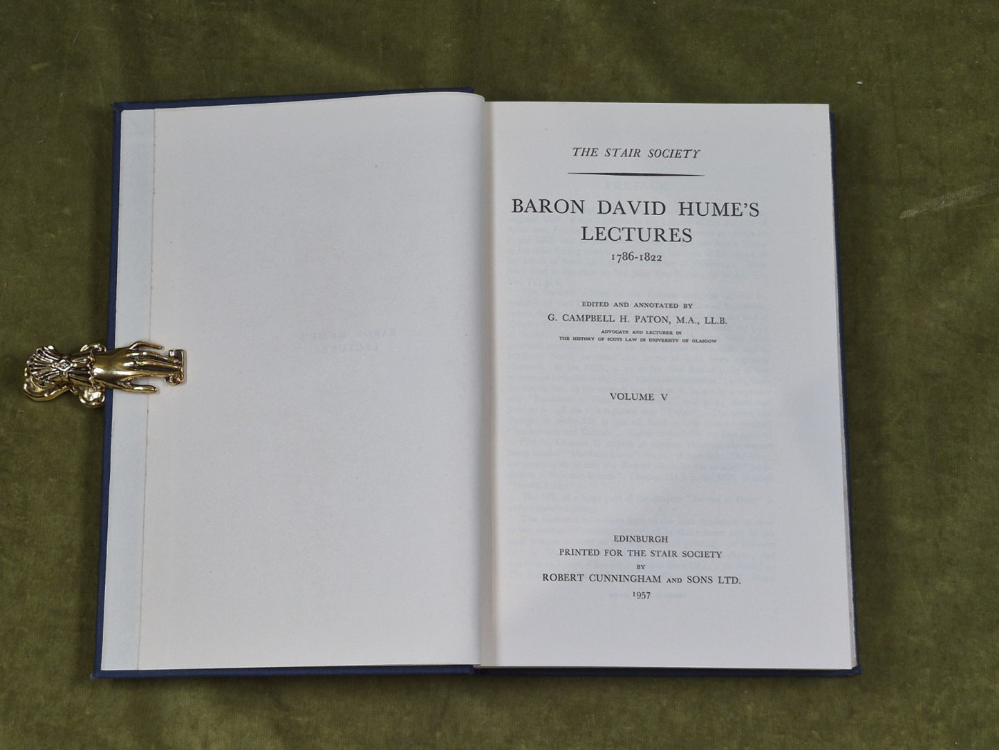Baron David Hume's Lectures Vol 5 - ed. G Campobell H Paton Stair Society 19573