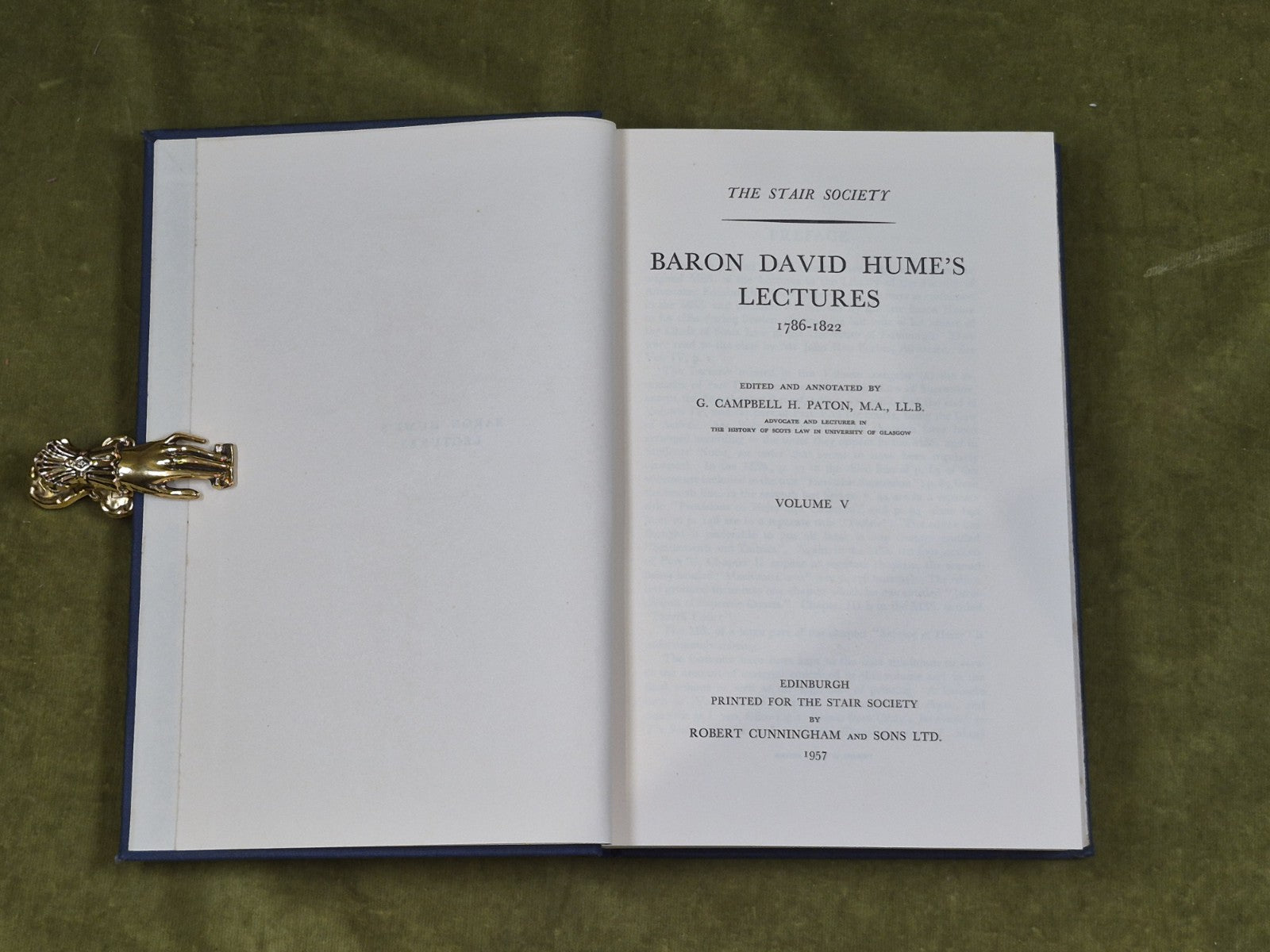 Baron David Hume's Lectures Vol 5 - ed. G Campobell H Paton Stair Society 19573