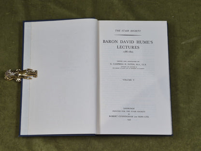 Baron David Hume's Lectures Vol 5 - ed. G Campobell H Paton Stair Society 19573