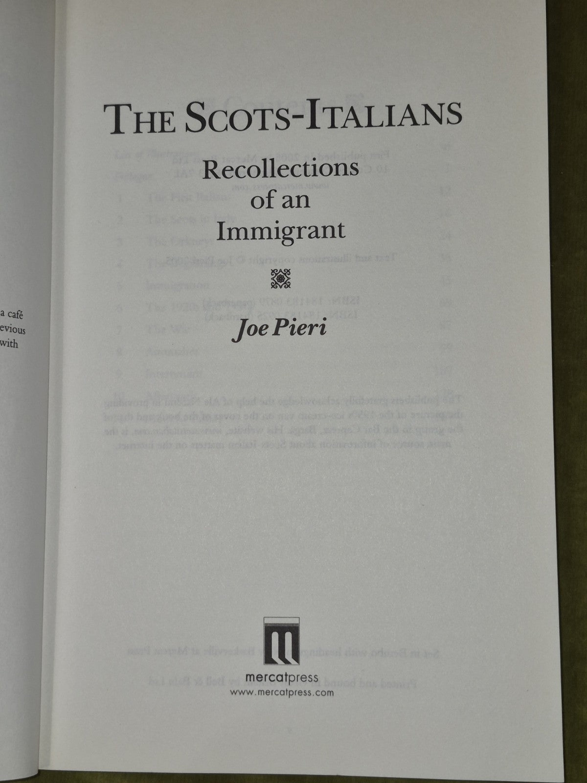 The Scots-Italians: Recollections of an Immigrant Pieri, Joe3