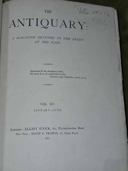 3 Bound Volumes of The Antiquary A Magazine: 1887, 1885, 1890 Elliot Stock7