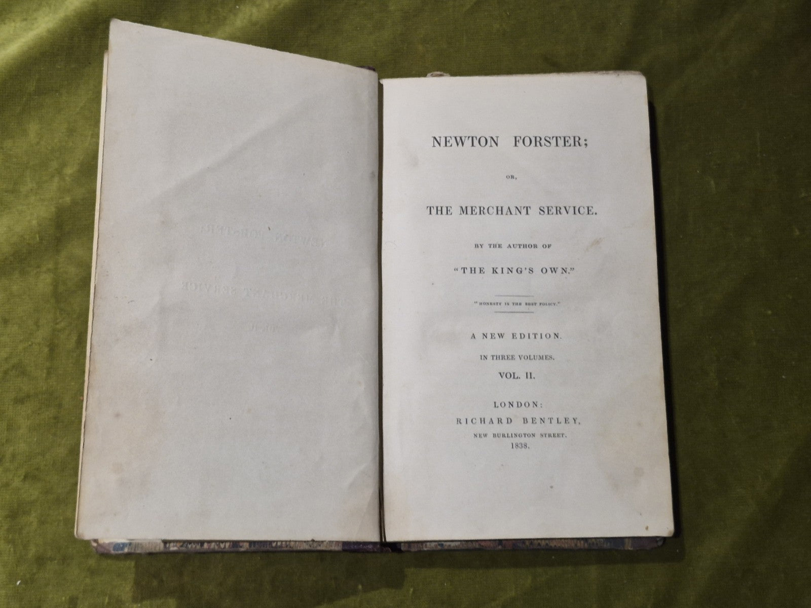 Captain Frederick  : NEWTON FORSTER or The Merchant Service in 3 volumes 18386