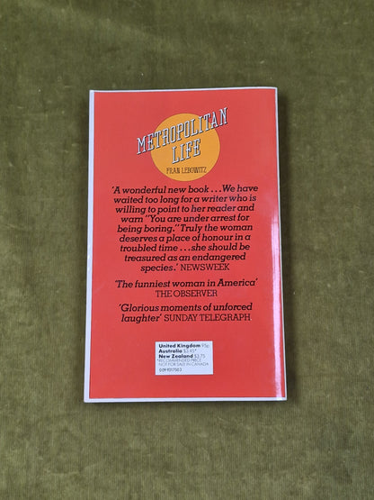 Metropolitan Life by Fran Lebowitz , Arrow 1980 Paperback1