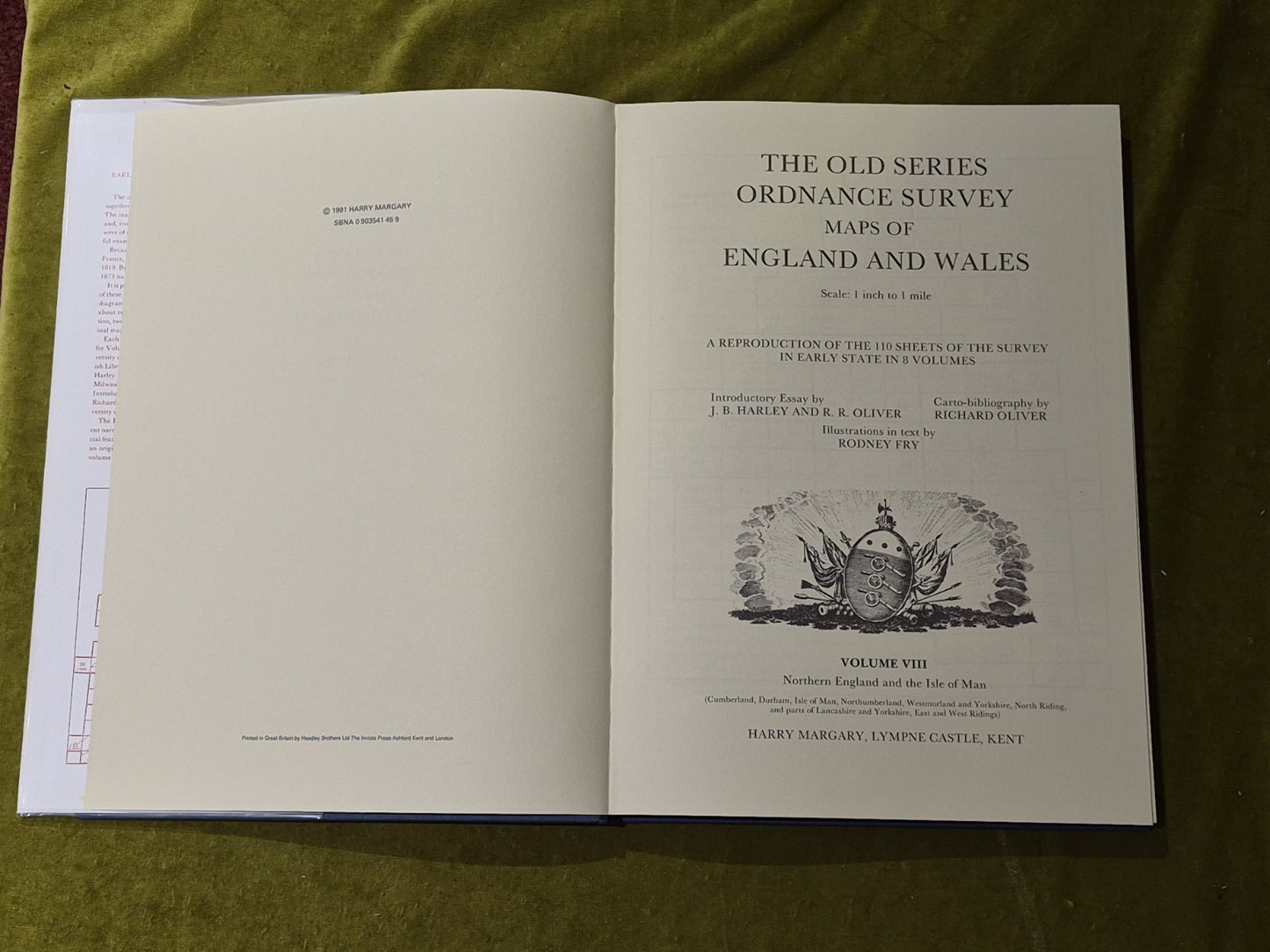 Old Series Of Ordnance Survey Maps Of England and Wales Vol 8 VIII HB DJ 19914