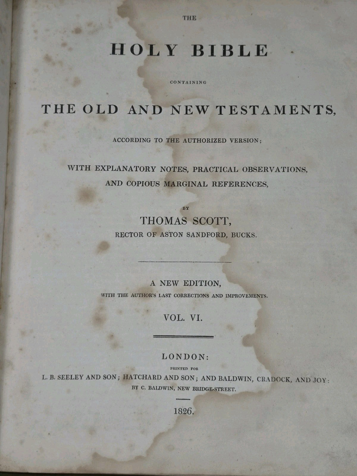 Thomas Scott's Bible Commentary Old and New Testaments 1826 Seeley 6 Volume Set14