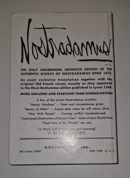 The Complete Prophecies of Nostradamus by Henry C Roberts HC DJ 1964 1st Ed. 1