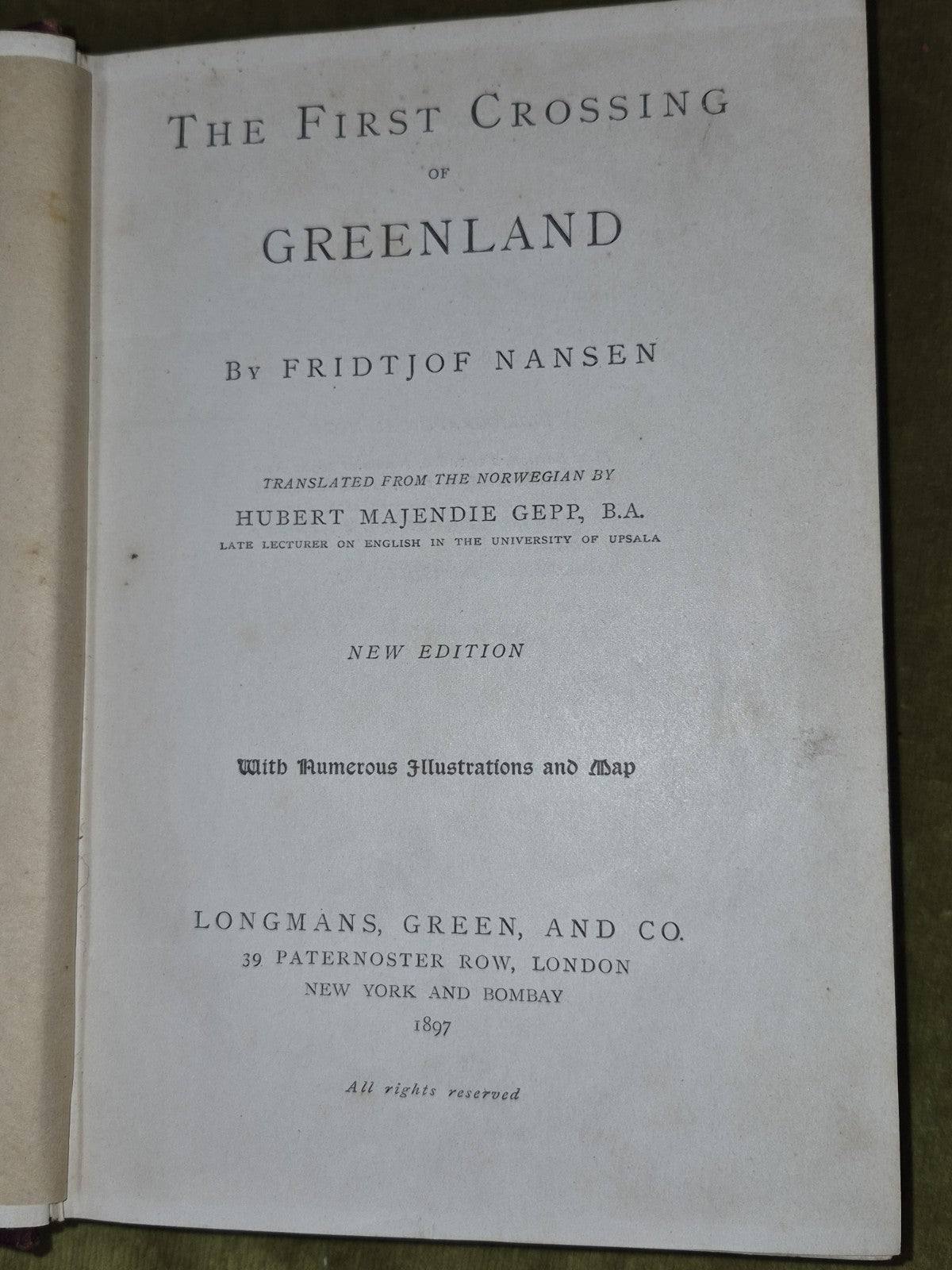 The First Crossing of Greenland Longmans Fridtjof Nansen 1897 New Edition5