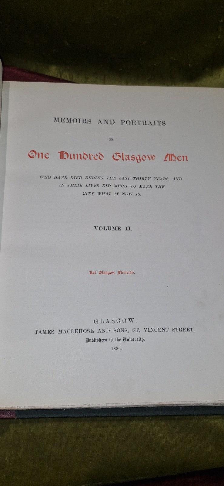 Memoirs and Portraits of One Hundred Glasgow Men (1886) Complete Set of Two Vols3