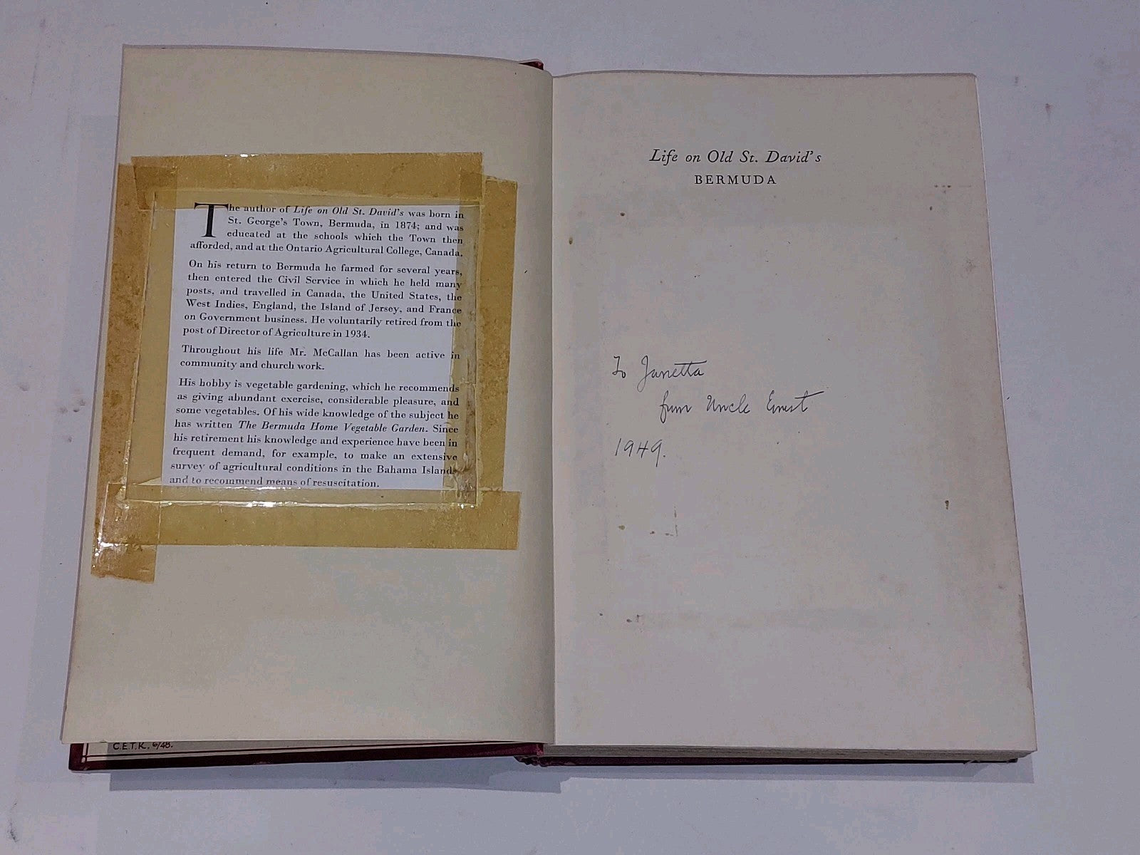 Life On Old St.David's Bermuda By E A McCallan Bermuda Historical Trust SIGNED4