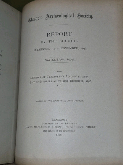 Transactions ofthe Glasgow Archaeological Society Vol III Parts I and II 18999