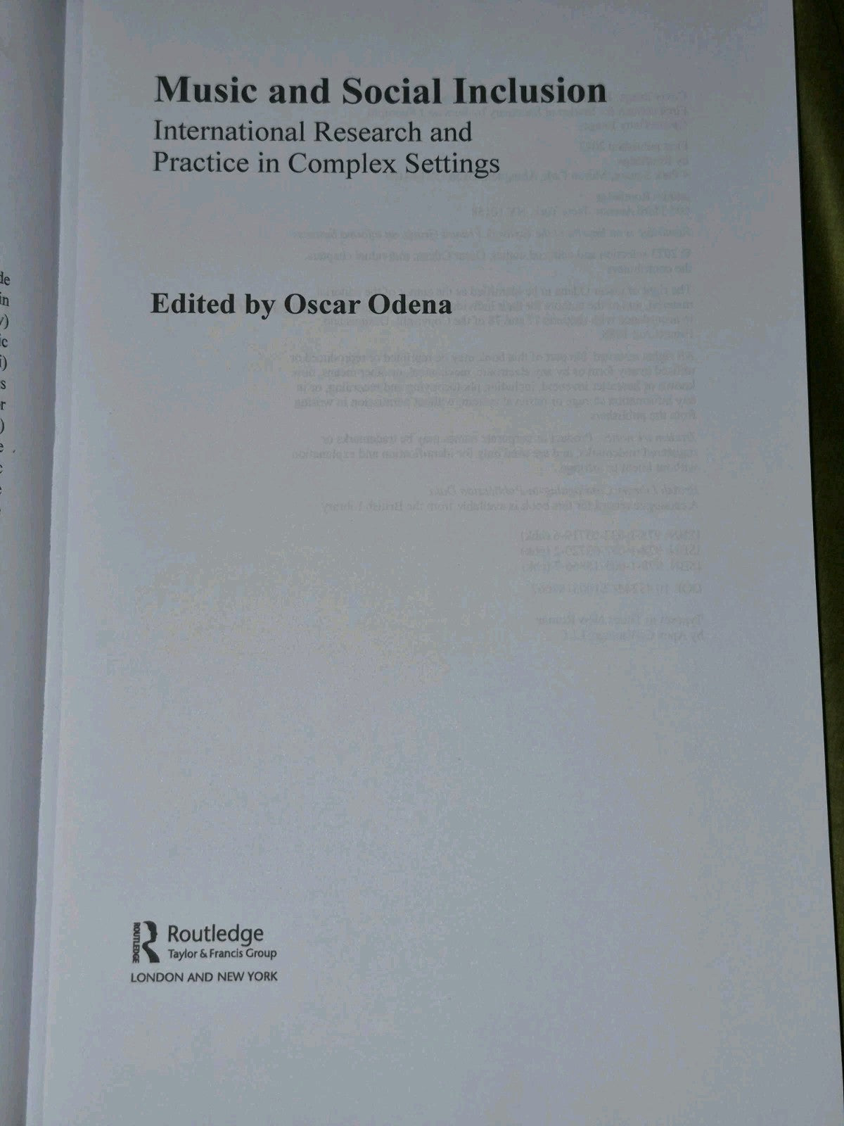 Music and Social Inclusion (2023 Hardback) Oscar Odena4