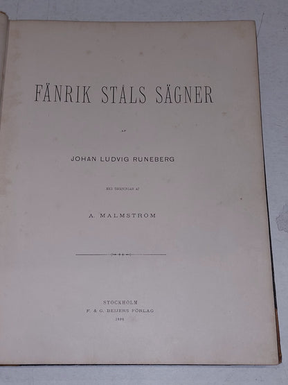 Fanrik Stals Sagner By Johan Ludvig Runeberg (1886) Swedish Hb Book5