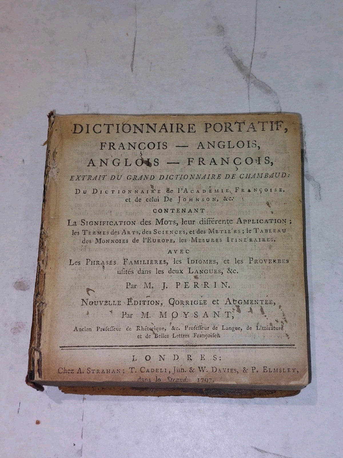 1797 Chambaud's Dictionary French and English, Perrin & Moysant Hb Book2