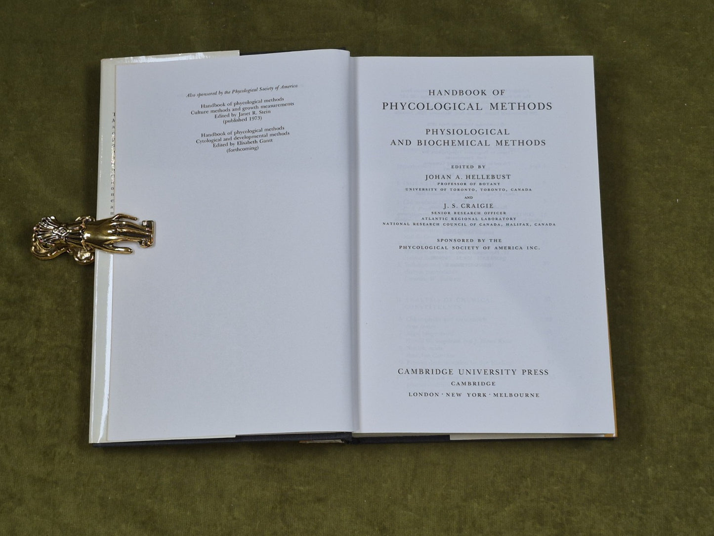 Handbook of Phycological Methods - Hellebust , Cragie , Cambridge 1978 HB DJ4