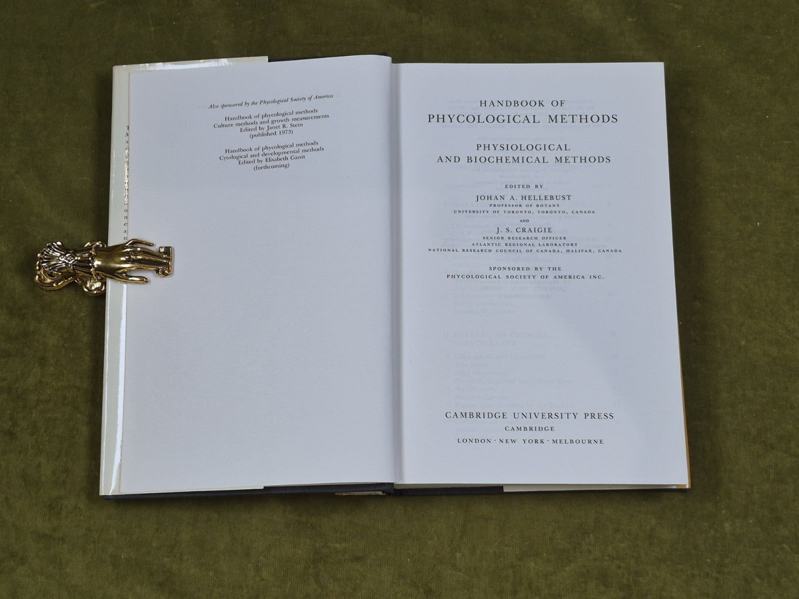 Handbook of Phycological Methods - Hellebust , Cragie , Cambridge 1978 HB DJ4