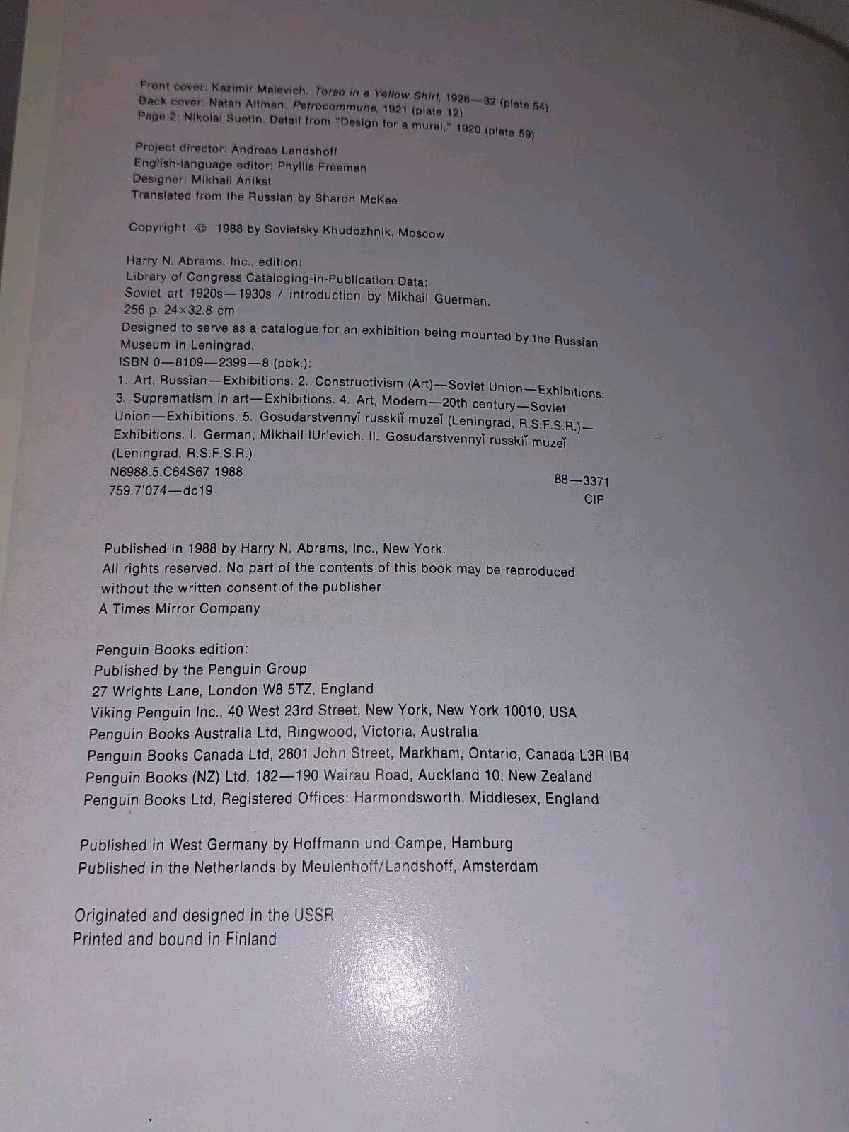 Soviet Art 1920s  1930s Russian Museum, Leningrad (1988) Pb Book4