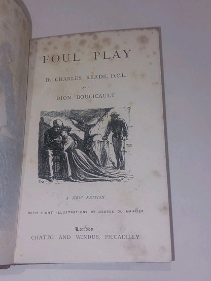 Foul Play by Charles Reade & Dion Boucicault New Edition Circa 1880s 1/4 Leather2