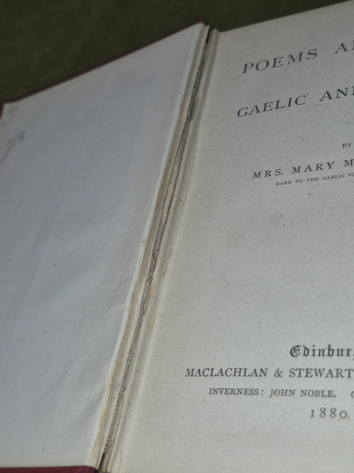Poems and Songs Gaelic and English Mrs Mary Mackellar 1880 Edinburgh5