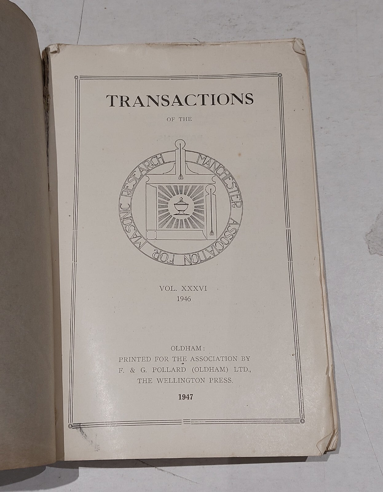 Transactions of the Manchester Association for Masonic Research (1947) Pb Book3