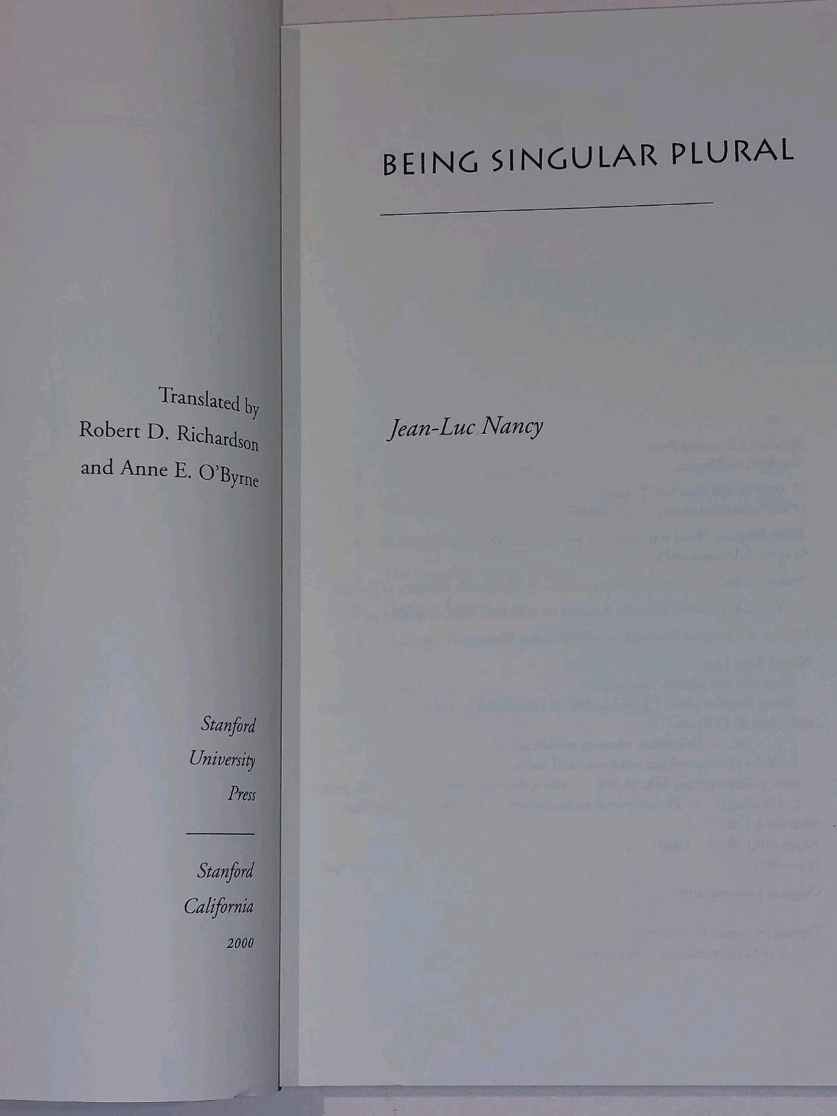 Being Singular Plural by JeanLuc Nancy (2000)5