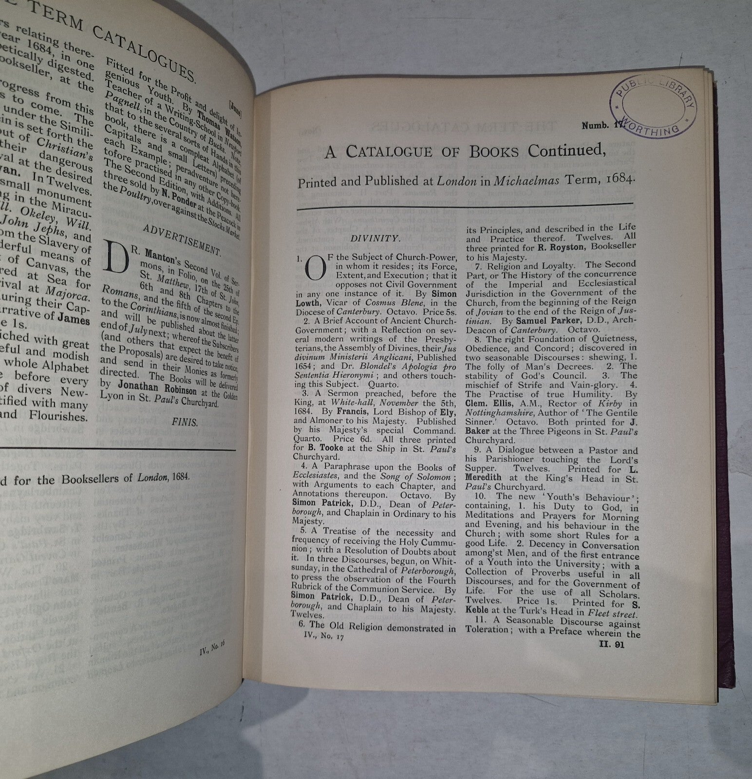 The Term Catalogues II (1683 - 1696 AD) Prof. Edward Arber. Bibliography Eng Lit7