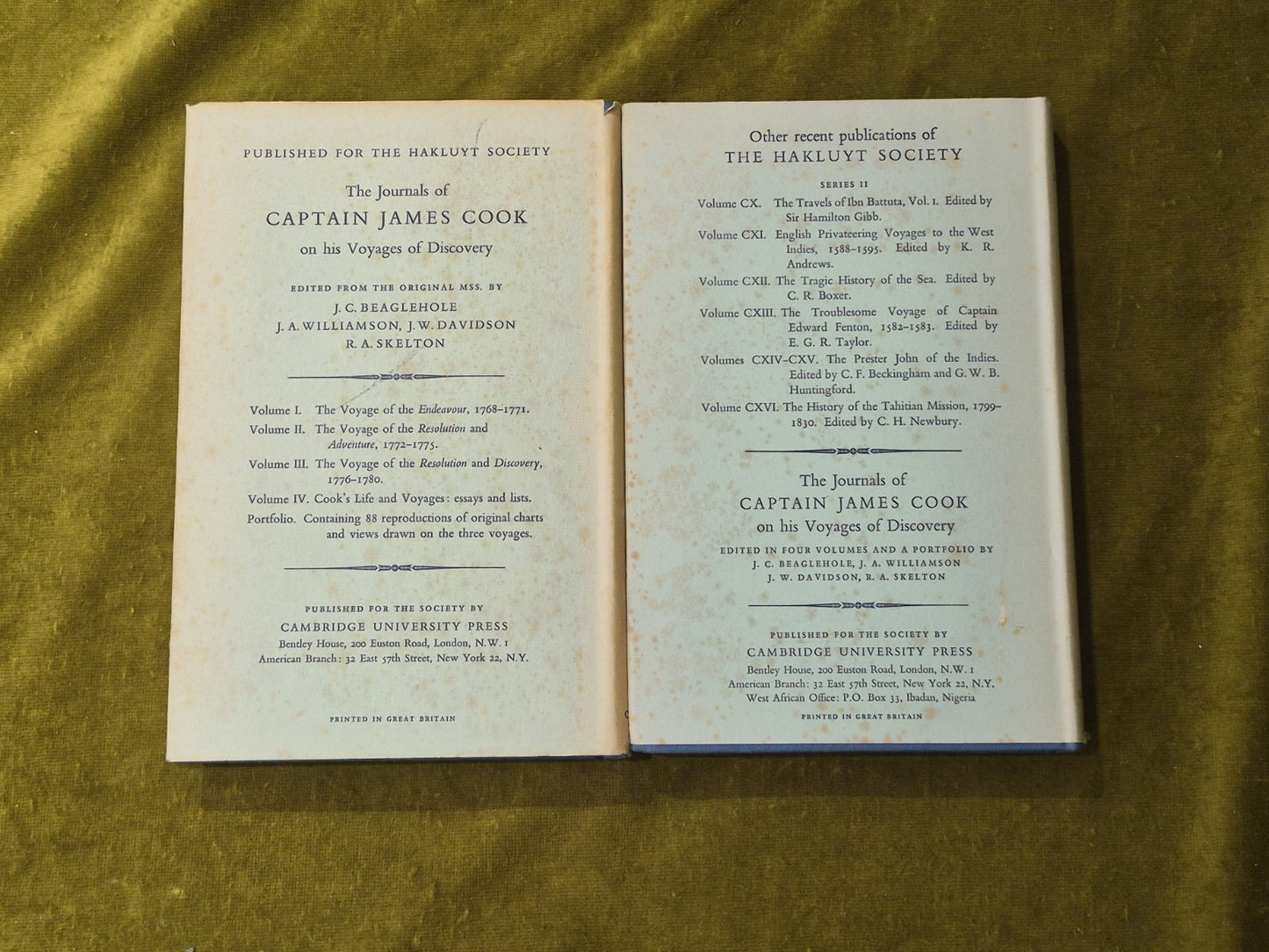 Travels of Ibn Battuta Ad 1325-1354 in 2 Volumes - H A R Gibb , Cambridge 19621