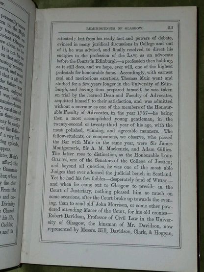 Reminiscences of Glasgow & West Scotland 1865 Peter Mackenzie Rebound Leather 3V11