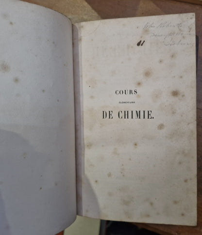 COURS ÉLÉMENTAIRE DE CHIMIE. 4 Volumes In 2 Bindings. M V Regnault 3rd Ed. 18512