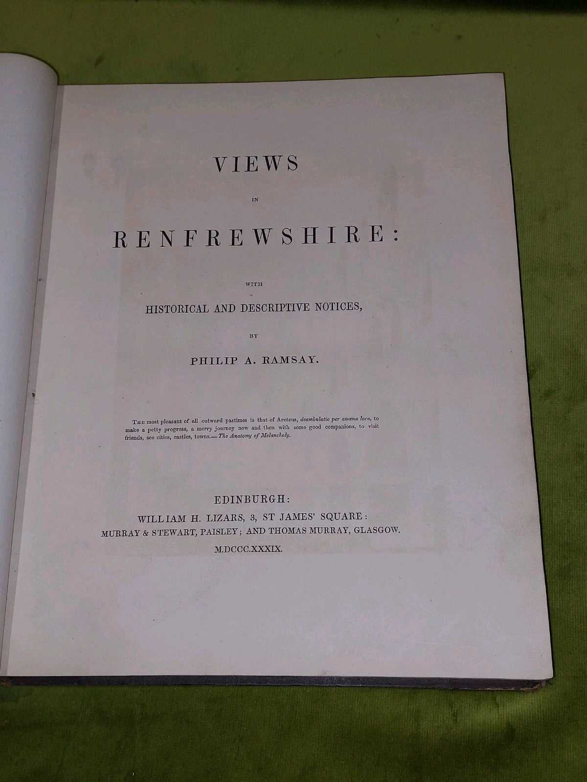 Views In Renfrewshire By Philip A. Ramsay (1839) Large Hb Book4