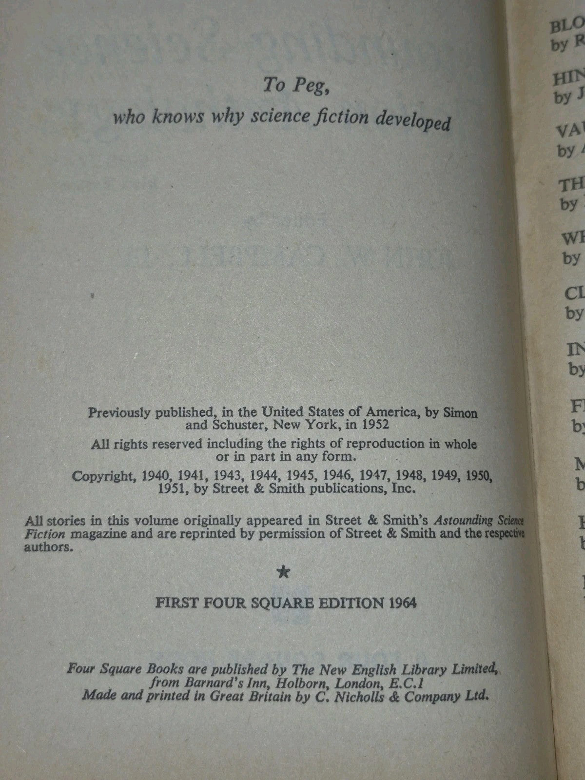 The First and Second Astounding Science Fiction Anthology  Four Square 1952 19654