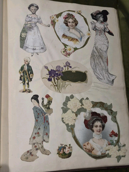 Edwardian Scrapbook Louis Wain & Fashion plates Full 80 pages  ephemera 16x11"8