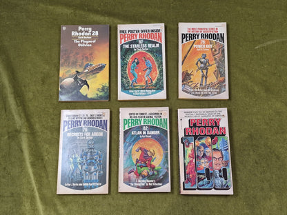 6 Perry Rhodan classic sci-fi paperbacks, with #1000